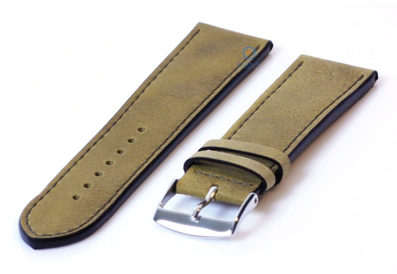 Watchstrap 24mm kaki green leather