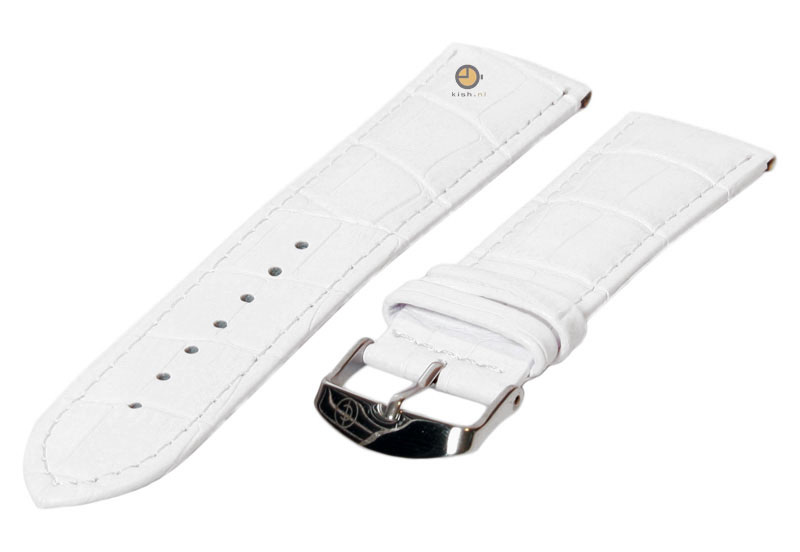 Watchstrap 20mm white leather croco