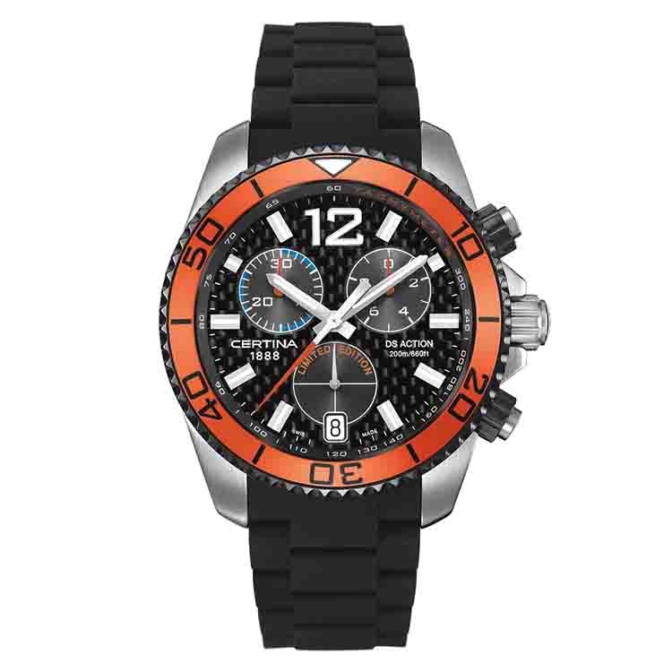 Certina bracelet C0134172720700A 22/22mm black rubber without buckle