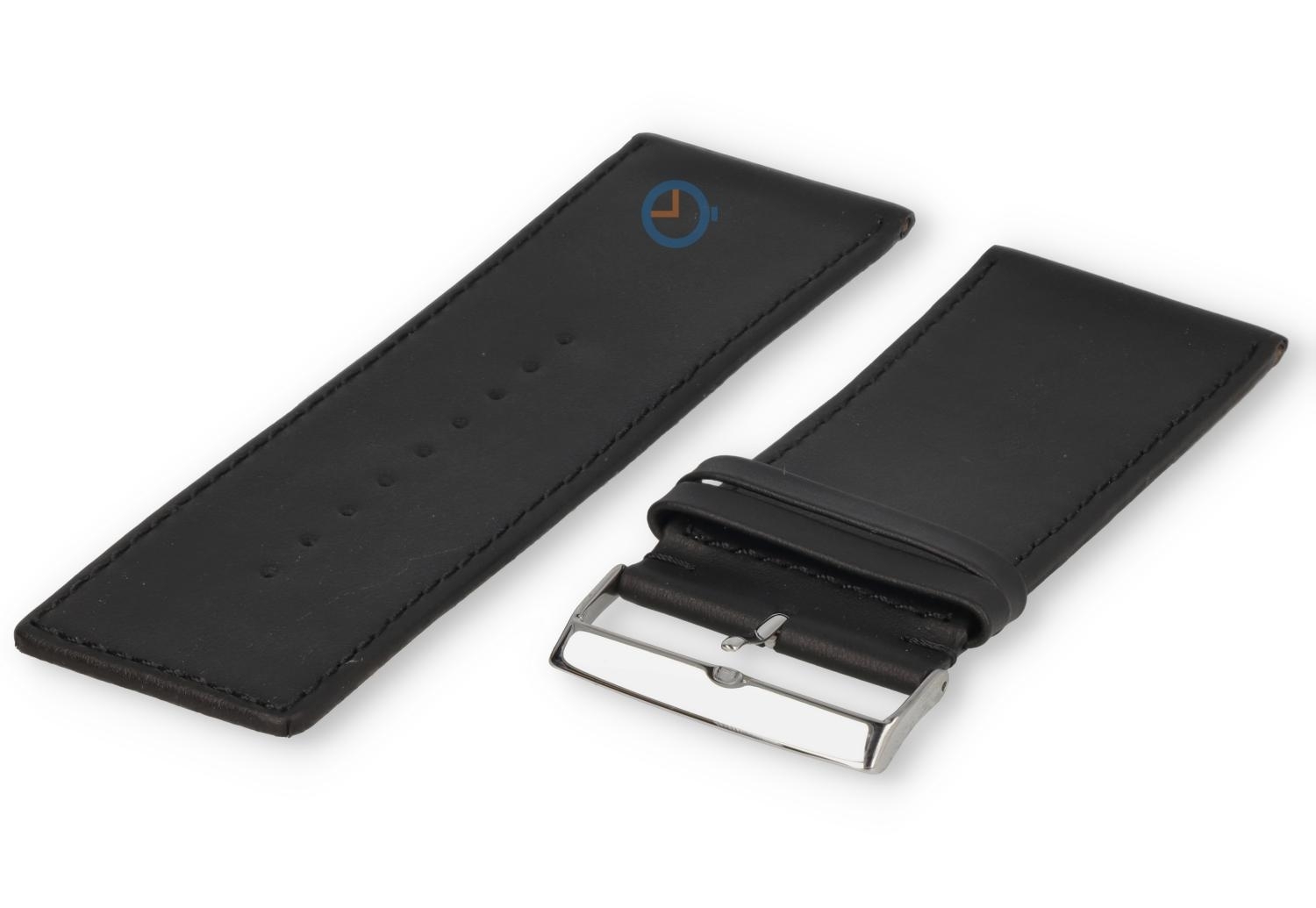 Glad leder horlogeband - 40mm - black