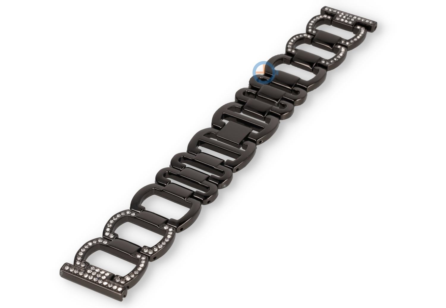 Elegance black steel strap with stones - 22mm