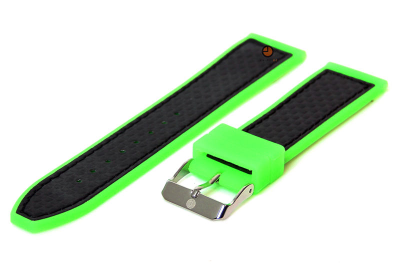 Watchstrap 24mm neon-green with black rubber