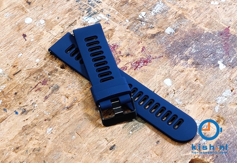 20mm siliconen horlogeband - blauw/zwart