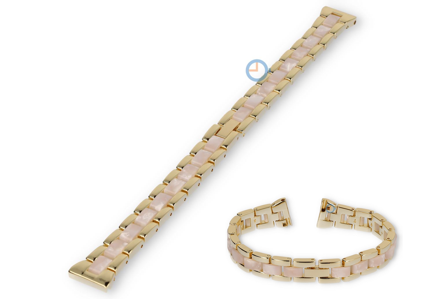 14mm steel strap with marble-look - yellow gold/white