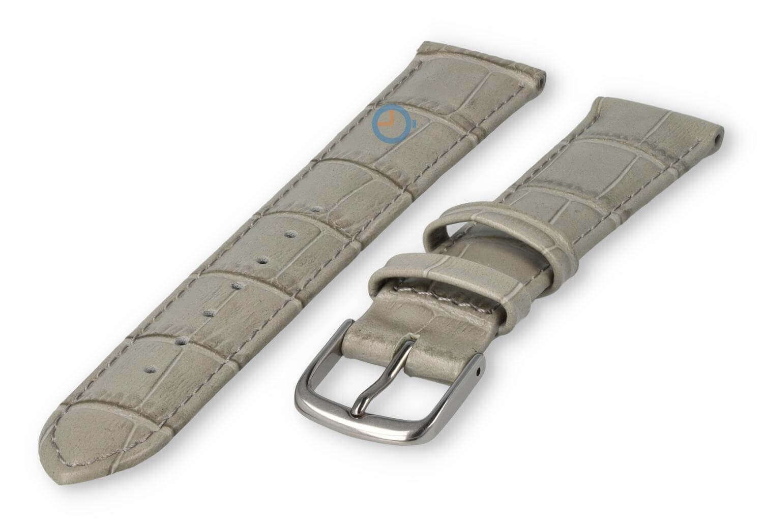 croc-print leather strap - 18mm - lightgrey