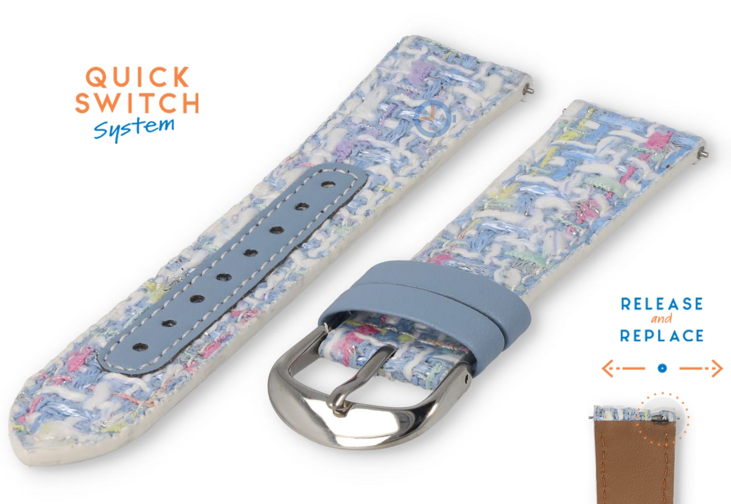 20mm fabric watch strap - crazy blue