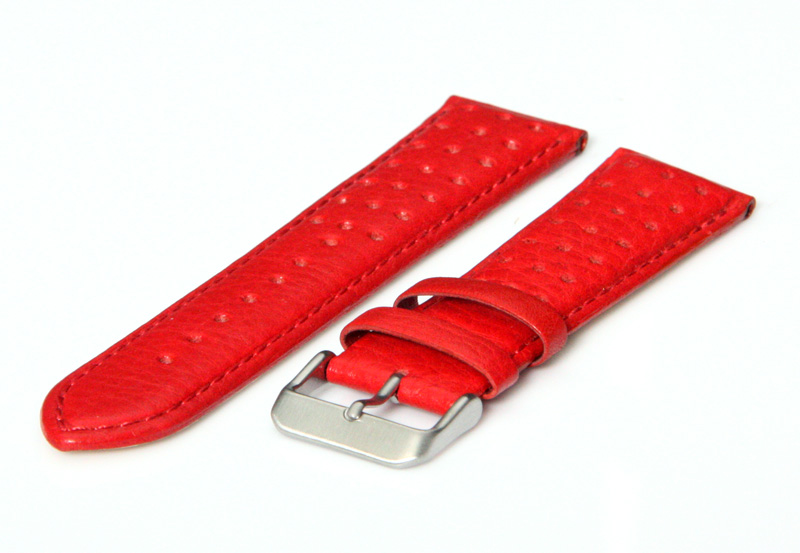 Watchstrap 24mm red leather