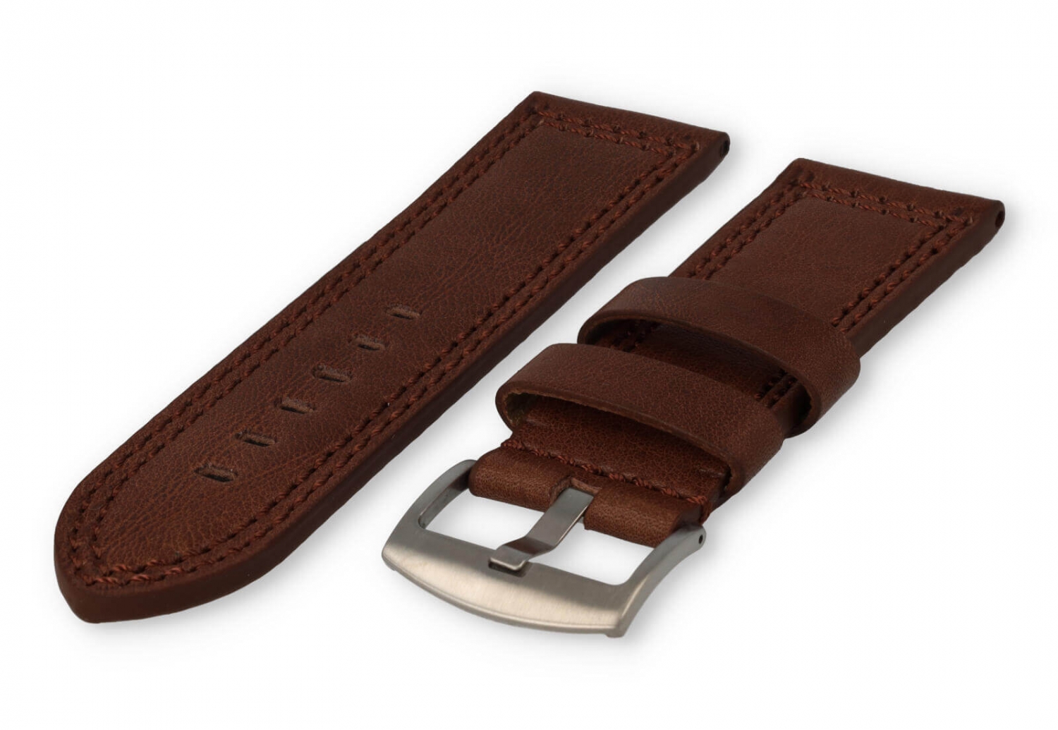 Robust leather watch band 28mm darkbrown leather