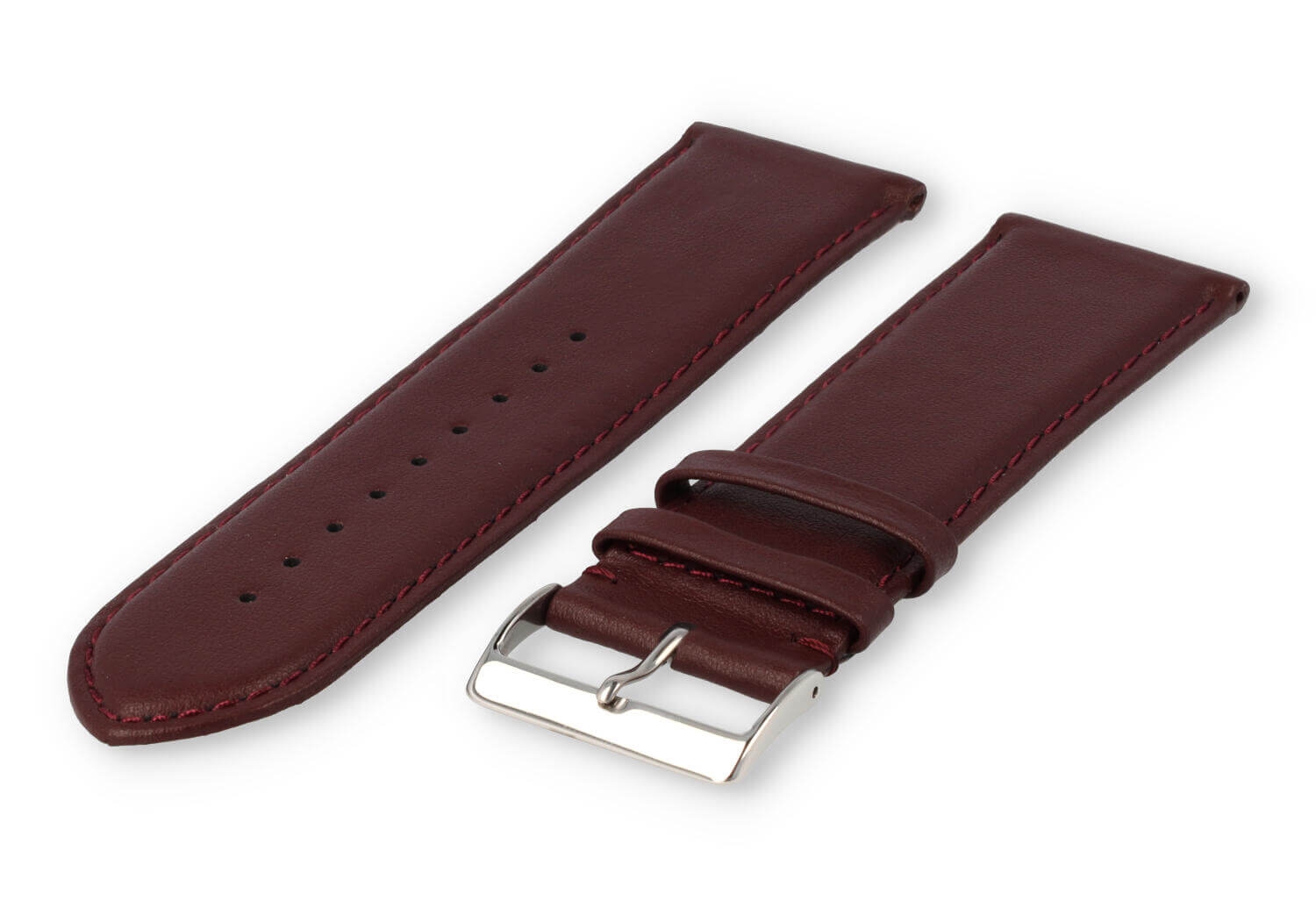 XL watch strap smooth leather - 28mm - bordeaux