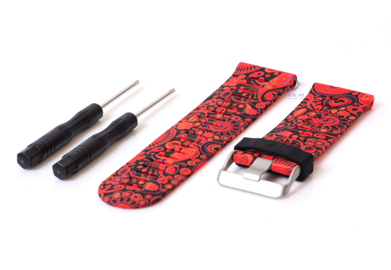 Garmin watchstrap Fenix 3 floralprint red