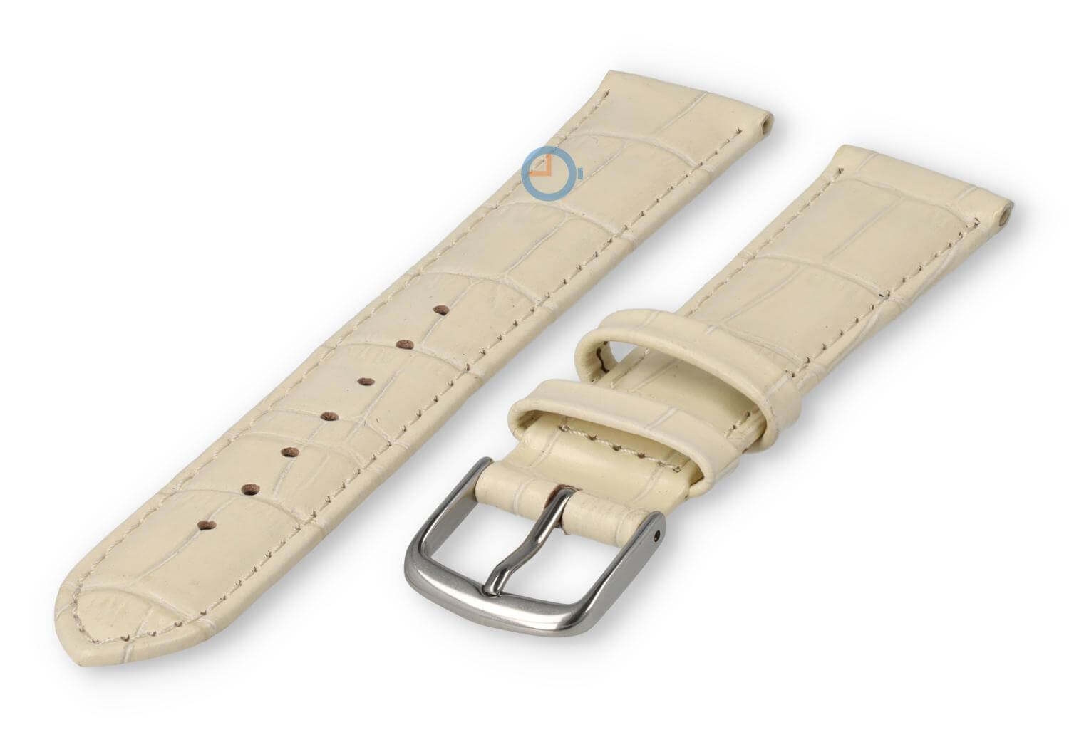 Leather strap with frizzled print - 16mm - cream-coloured