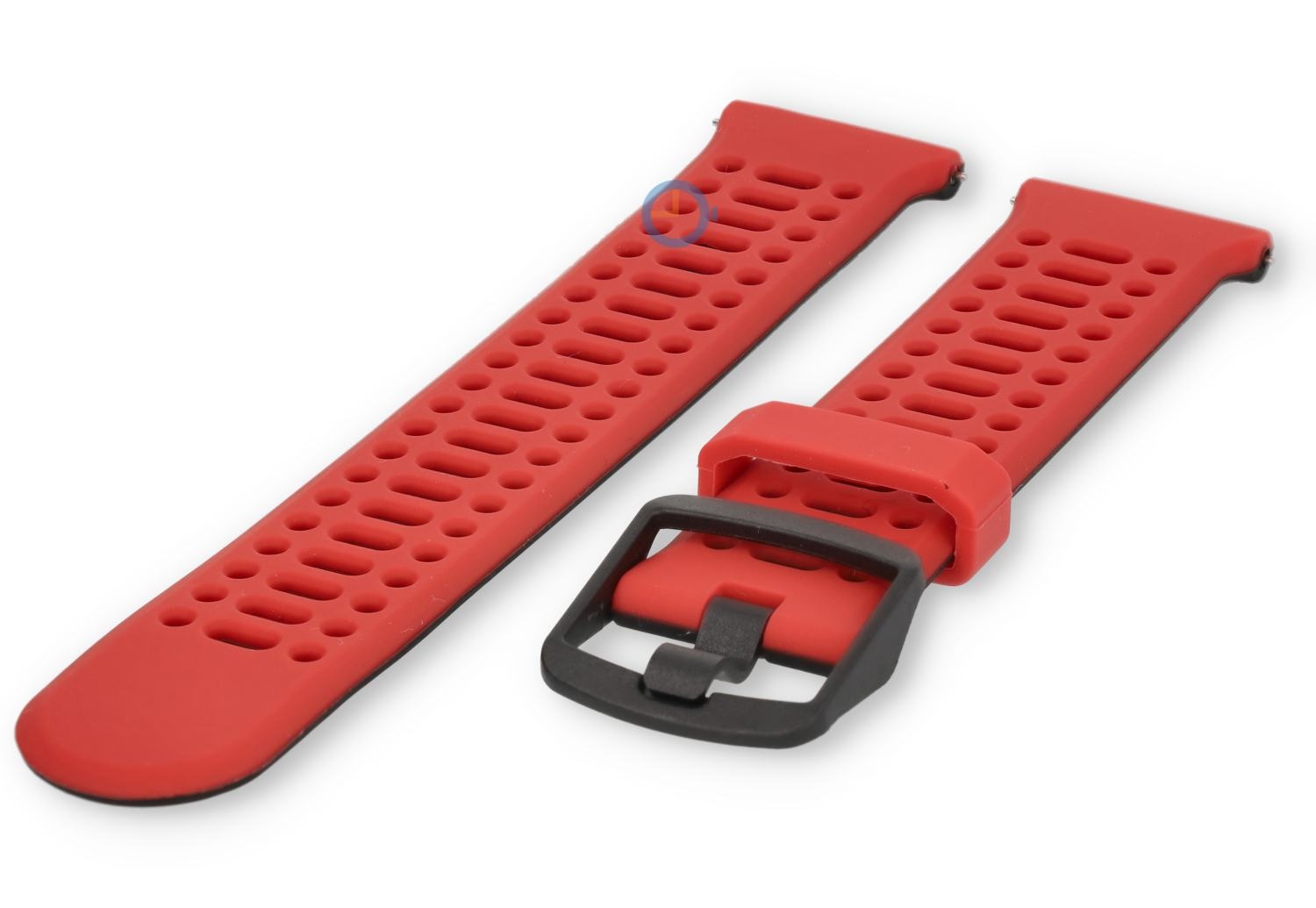 22mm siliconen bandje - ademend design - rood/zwart