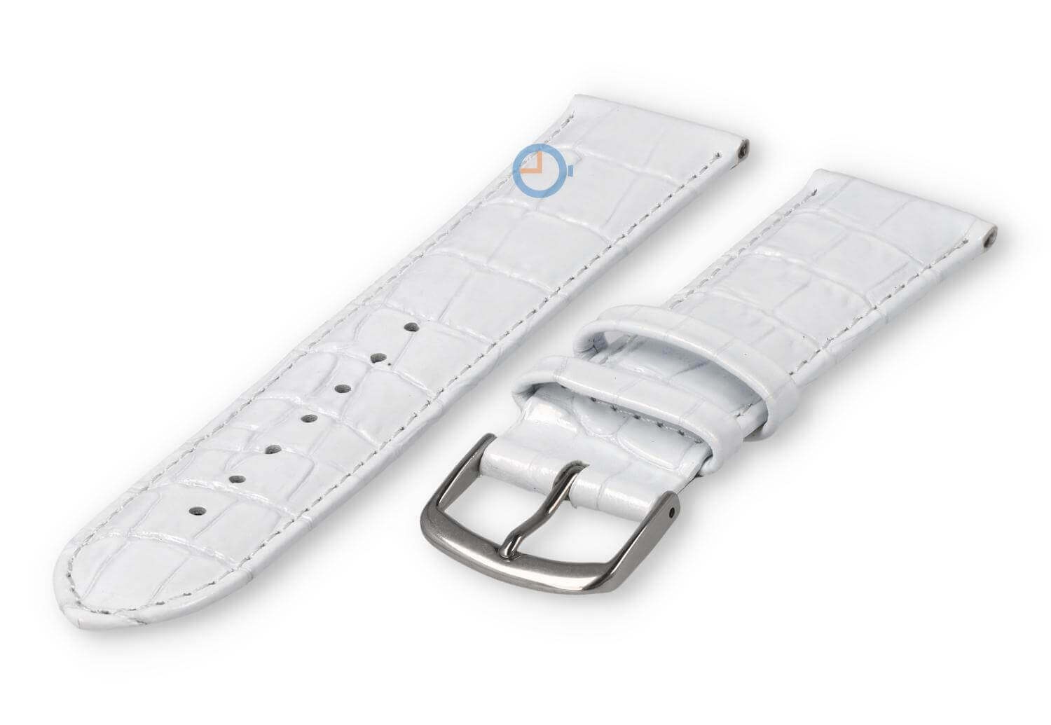 Leather watch strap croco - 20mm - white