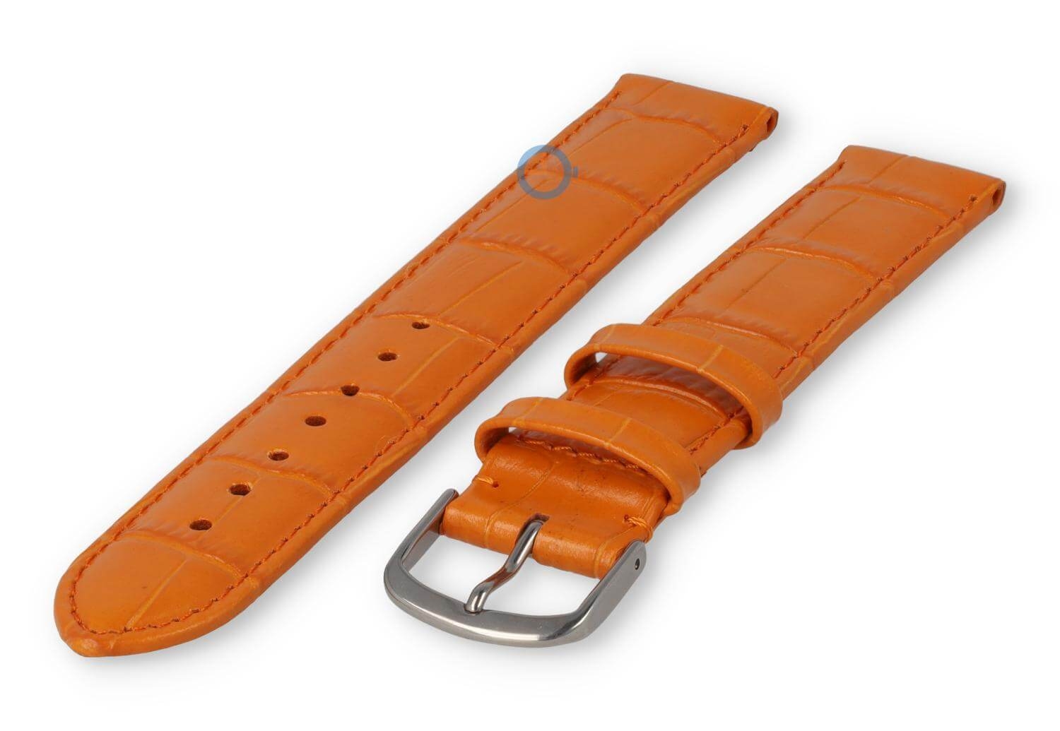 Extra-long crocoleather strap - 18mm - orange
