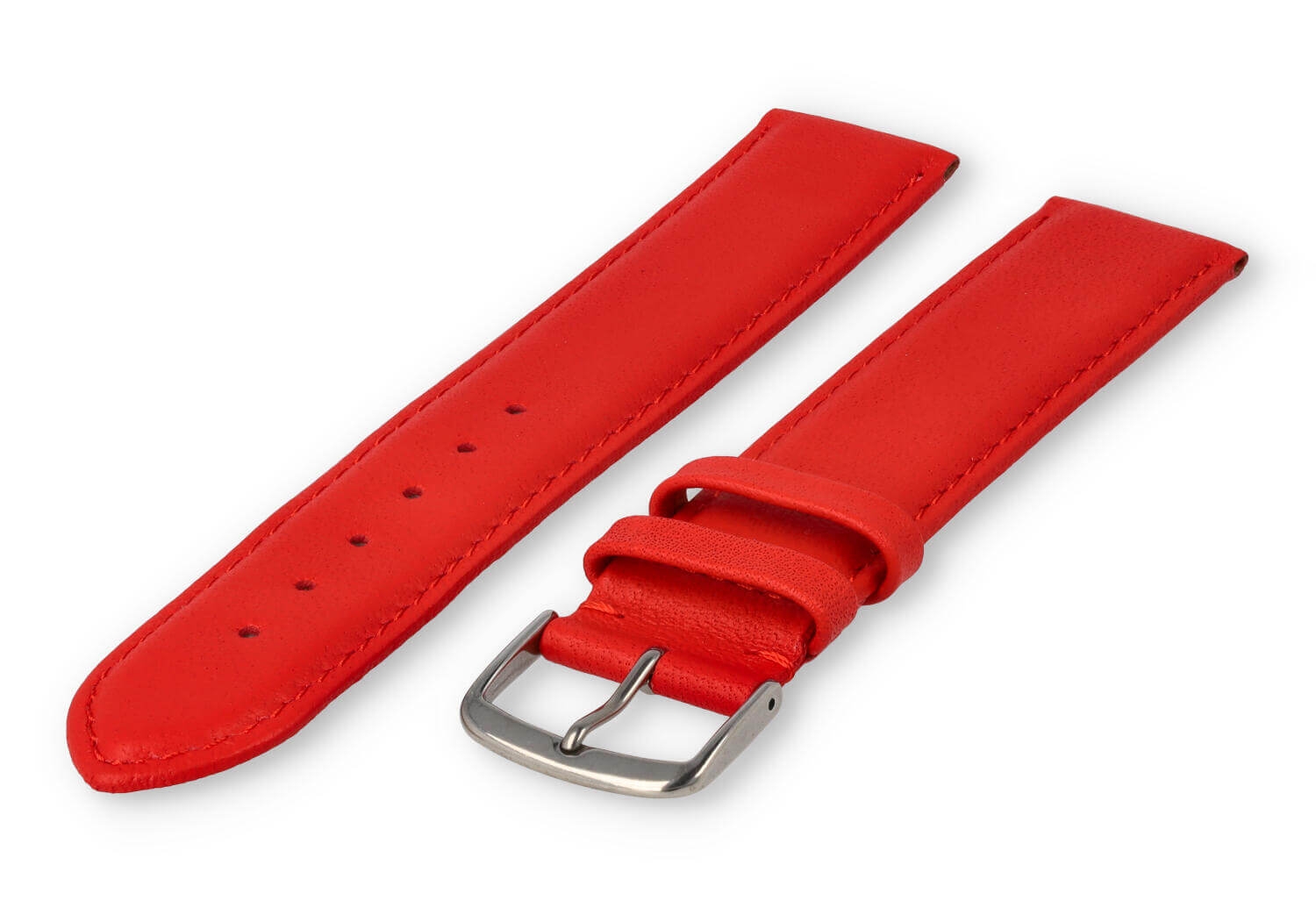 XL watch strap smooth leather - 22mm - bright red