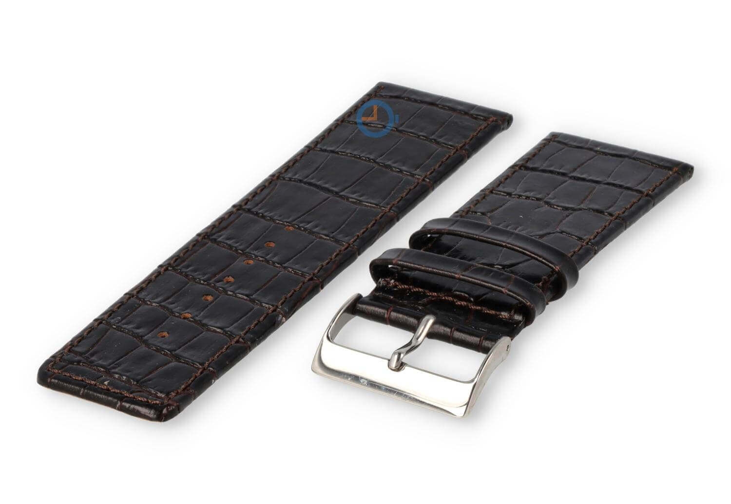 Deluxe croco watch strap - 30mm - dark brown