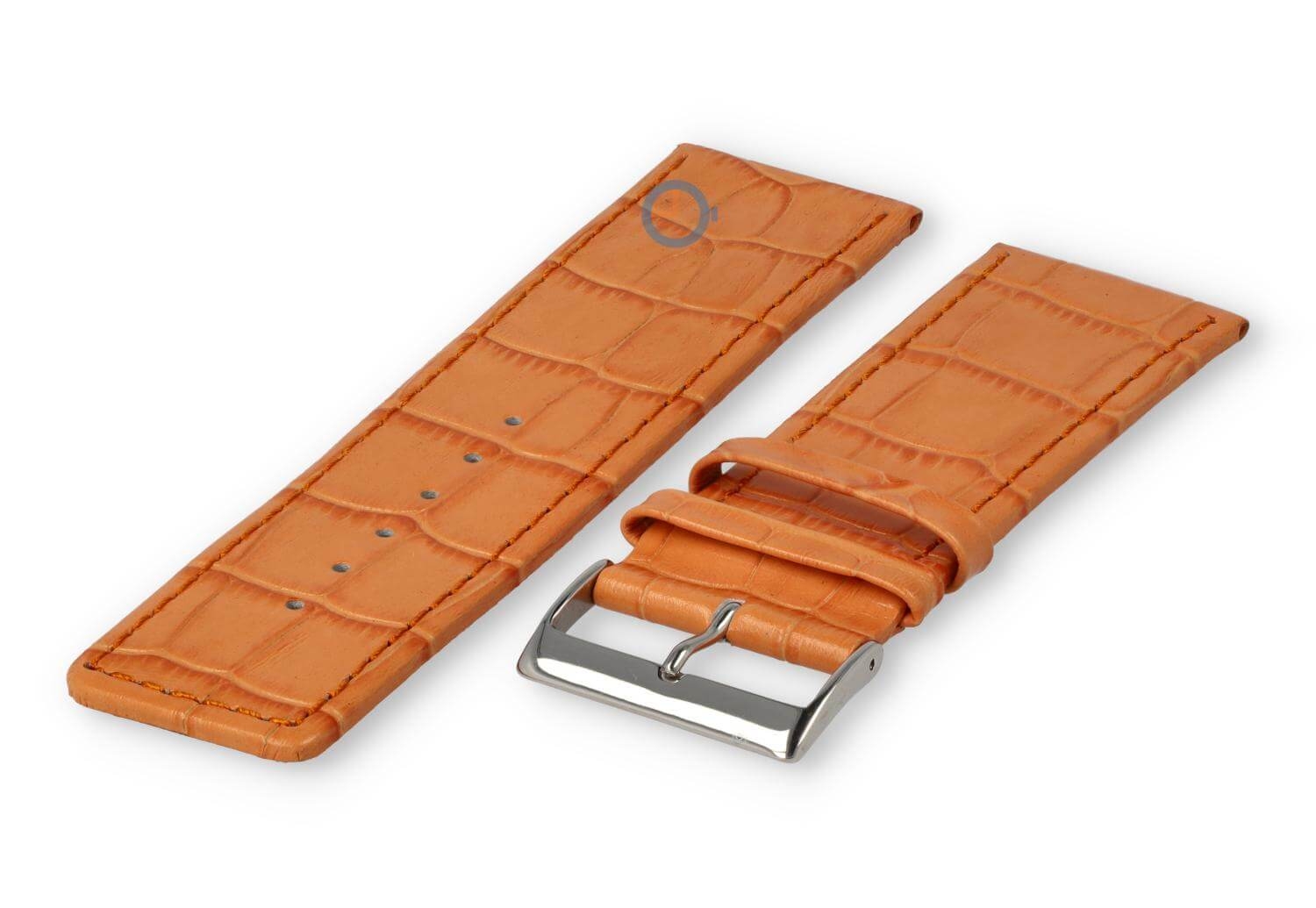 Calfskin strap with croco-relief - 28mm - apricot