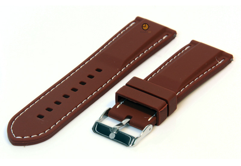 Watchstrap 24mm brown silicone with quick release