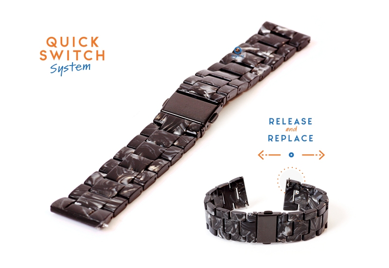 watchstrap 20mm resin marble black grey