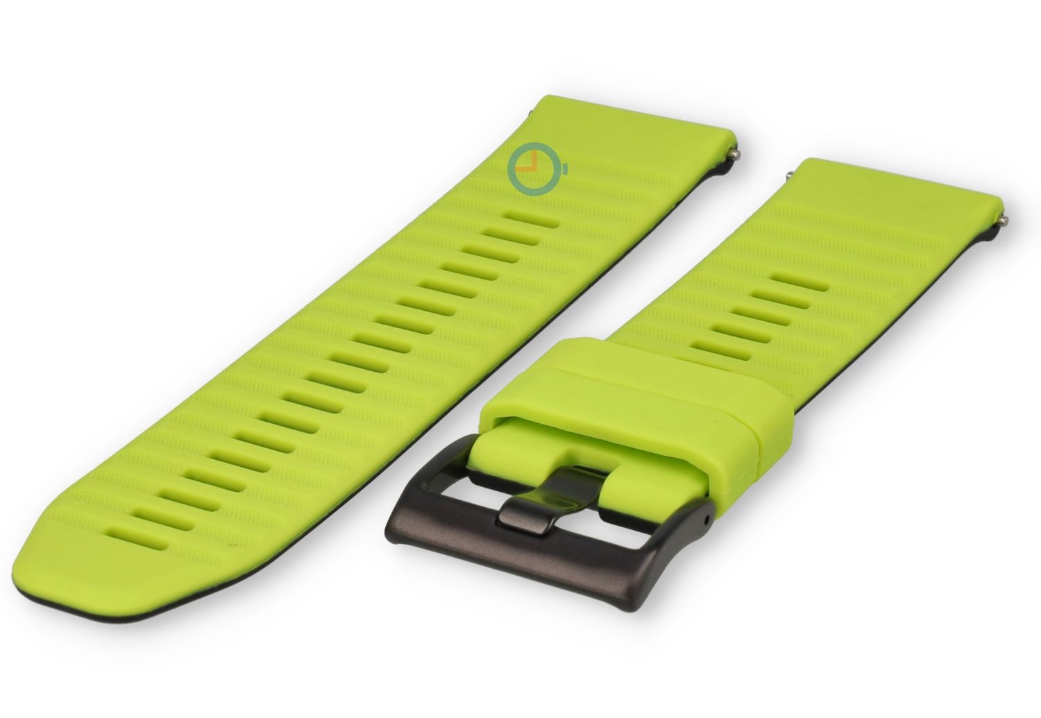24mm silicone watch strap - bright-green black - quick-release
