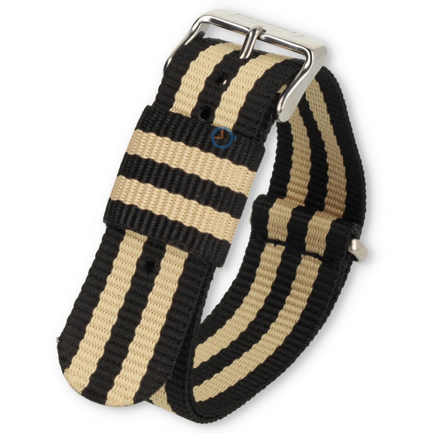 21mm nato watch strap - black/beige