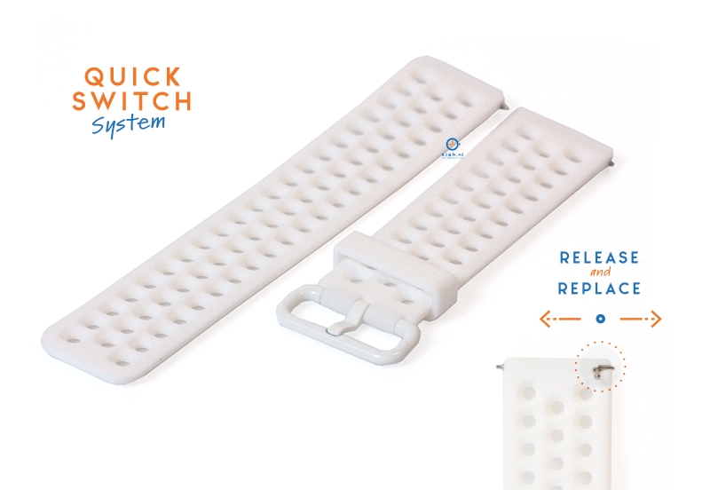 Watchstrap 23mm perforated silicone white