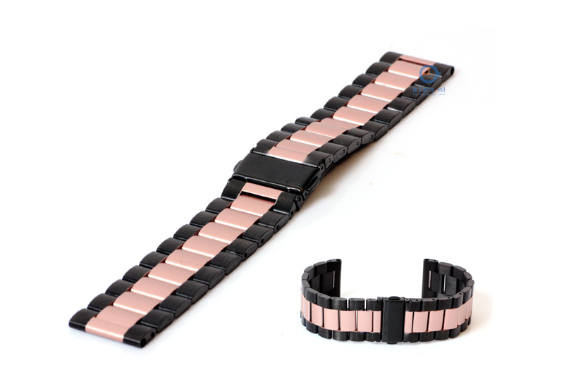 Watchstrap 24mm stainless steel black/pink