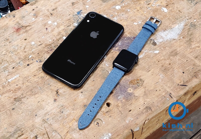 Apple Watch bandje vegan leer blauw - 42/44/45mm