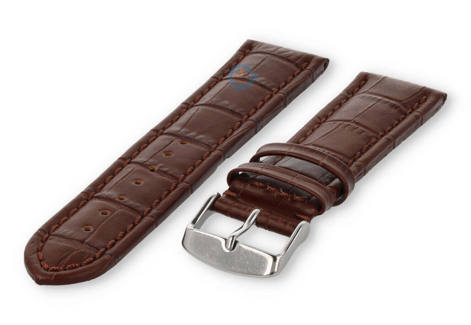 Strong calfskin watch strap - 24mm - dark brown