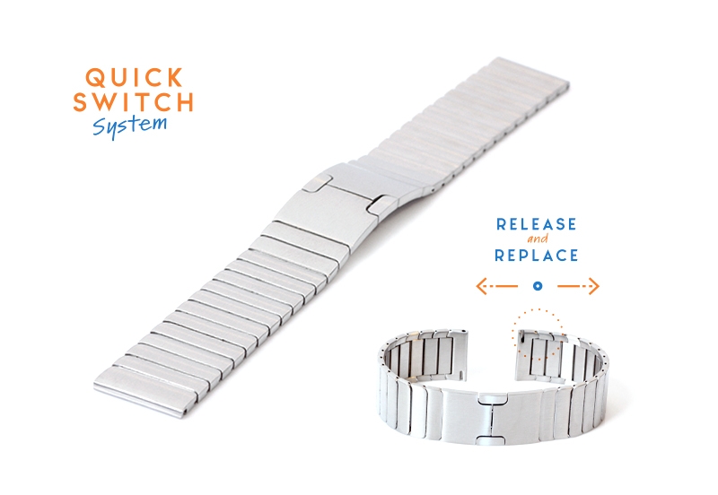 watch band 22mm steel silver - extra thin