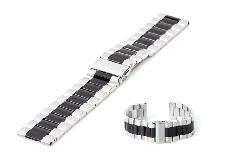 watch band 20mm steel silver/black - matt