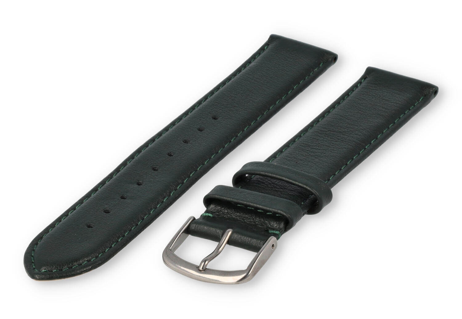 XL watch strap smooth leather - 22mm - dark green