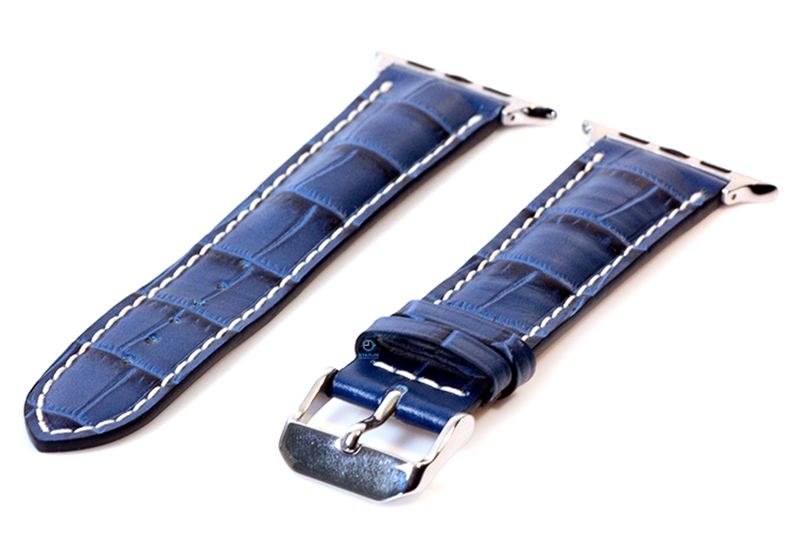 Apple Watch strap croco leather darkblue - 44/45/46/49mm