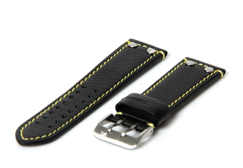 Watchstrap 24mm black/yellow