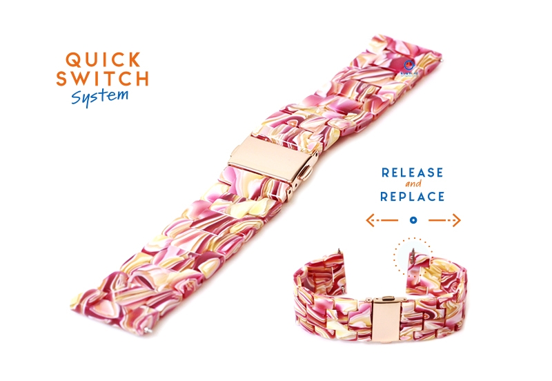 watchstrap 20mm resin candy cane pink