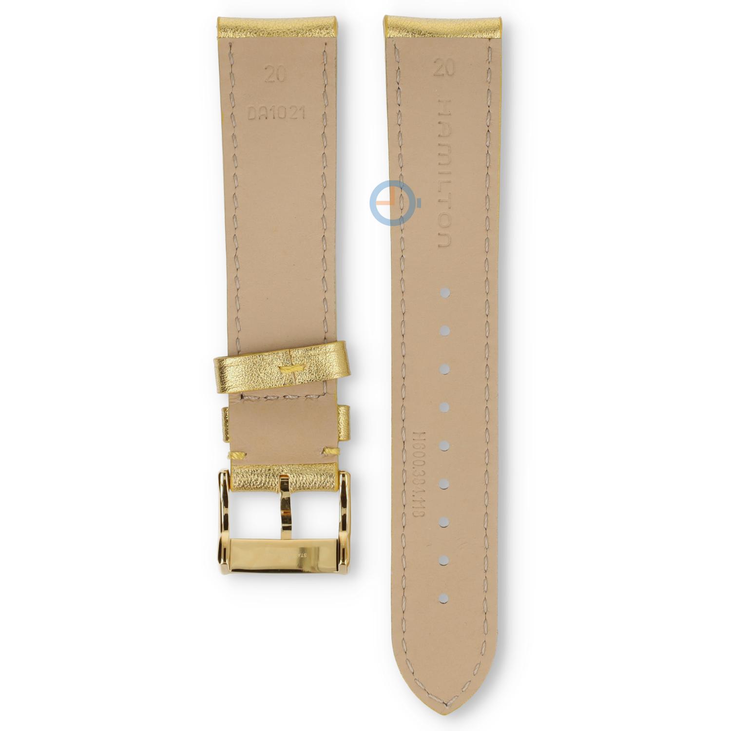 Hamilton watch strap H38436830 - gold leather