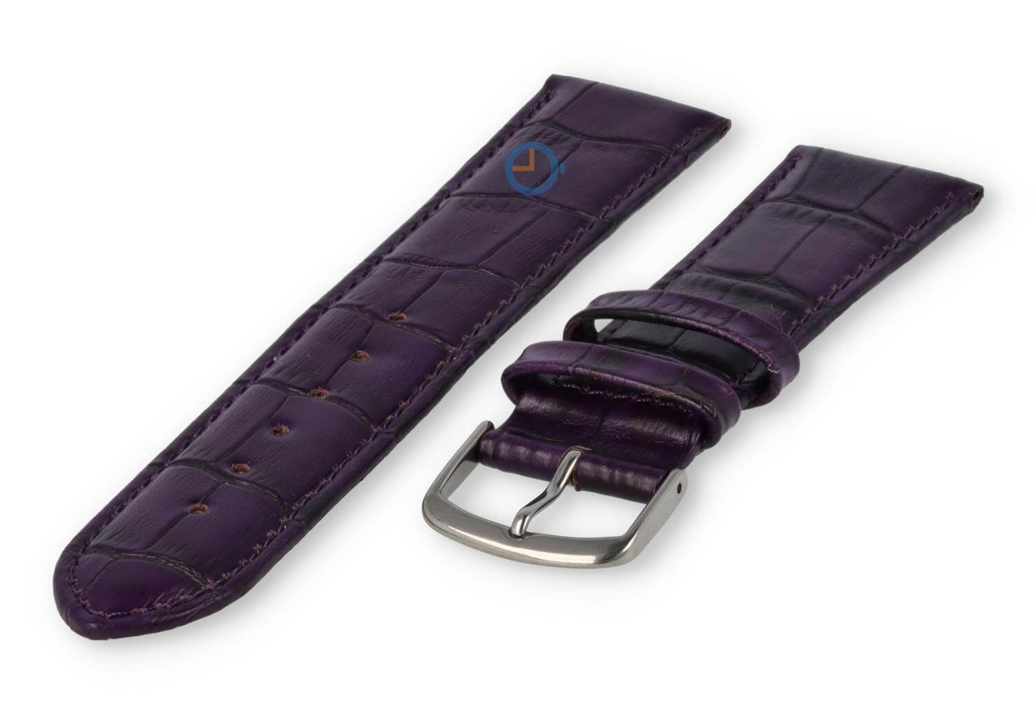 Leather watch strap croco - 20mm - eggplant