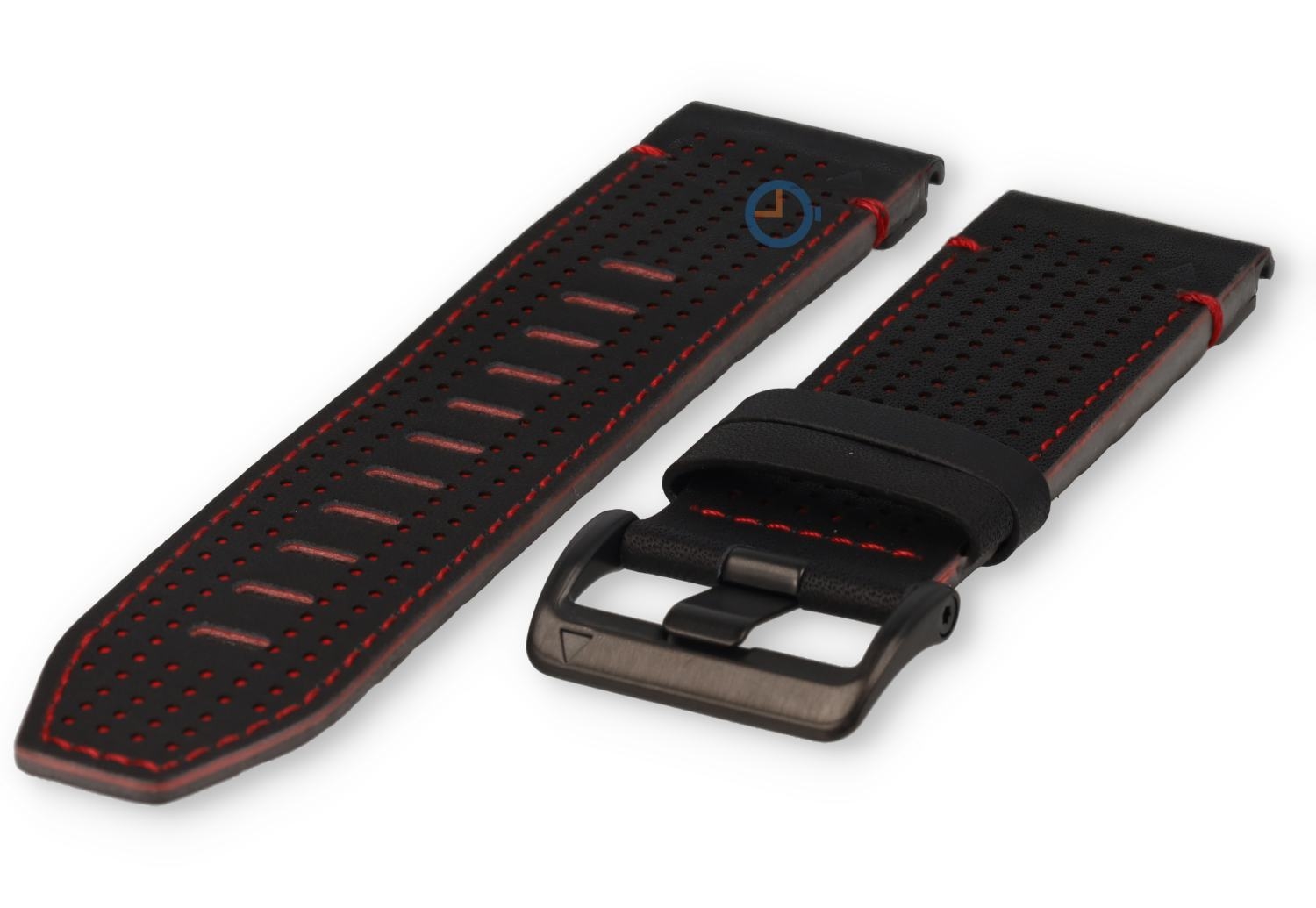 Premium leather band Garmin Fenix 7X - 26mm (black/red)
