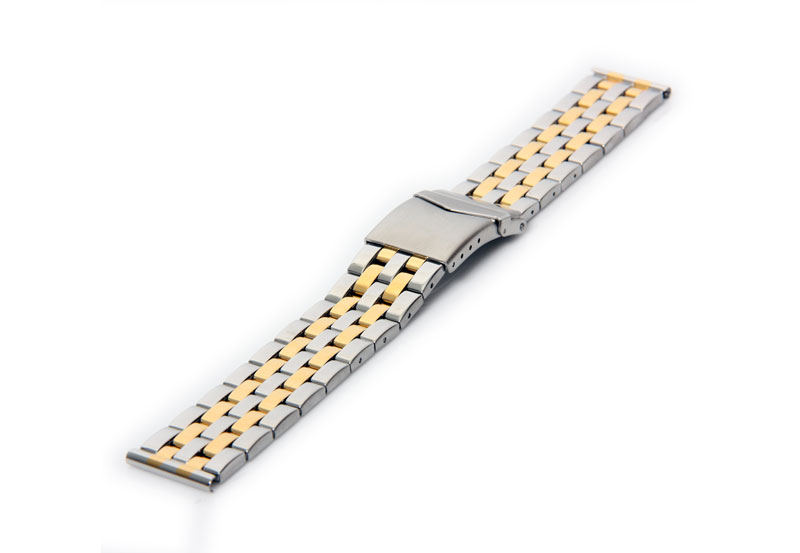 Stainless Steel Watchstrap 22mm matt silver/gold