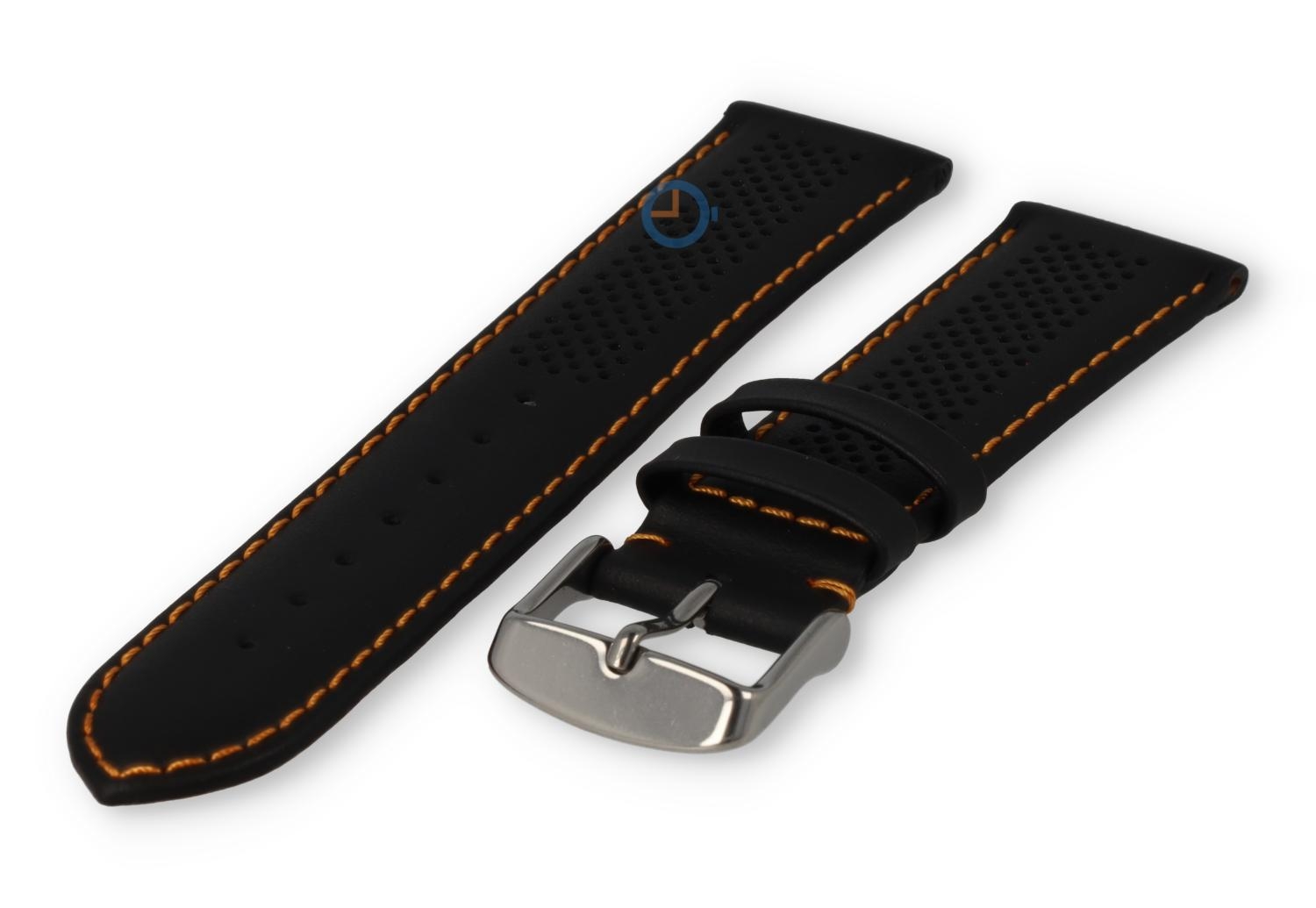 22mm hybrid strap - black with orange