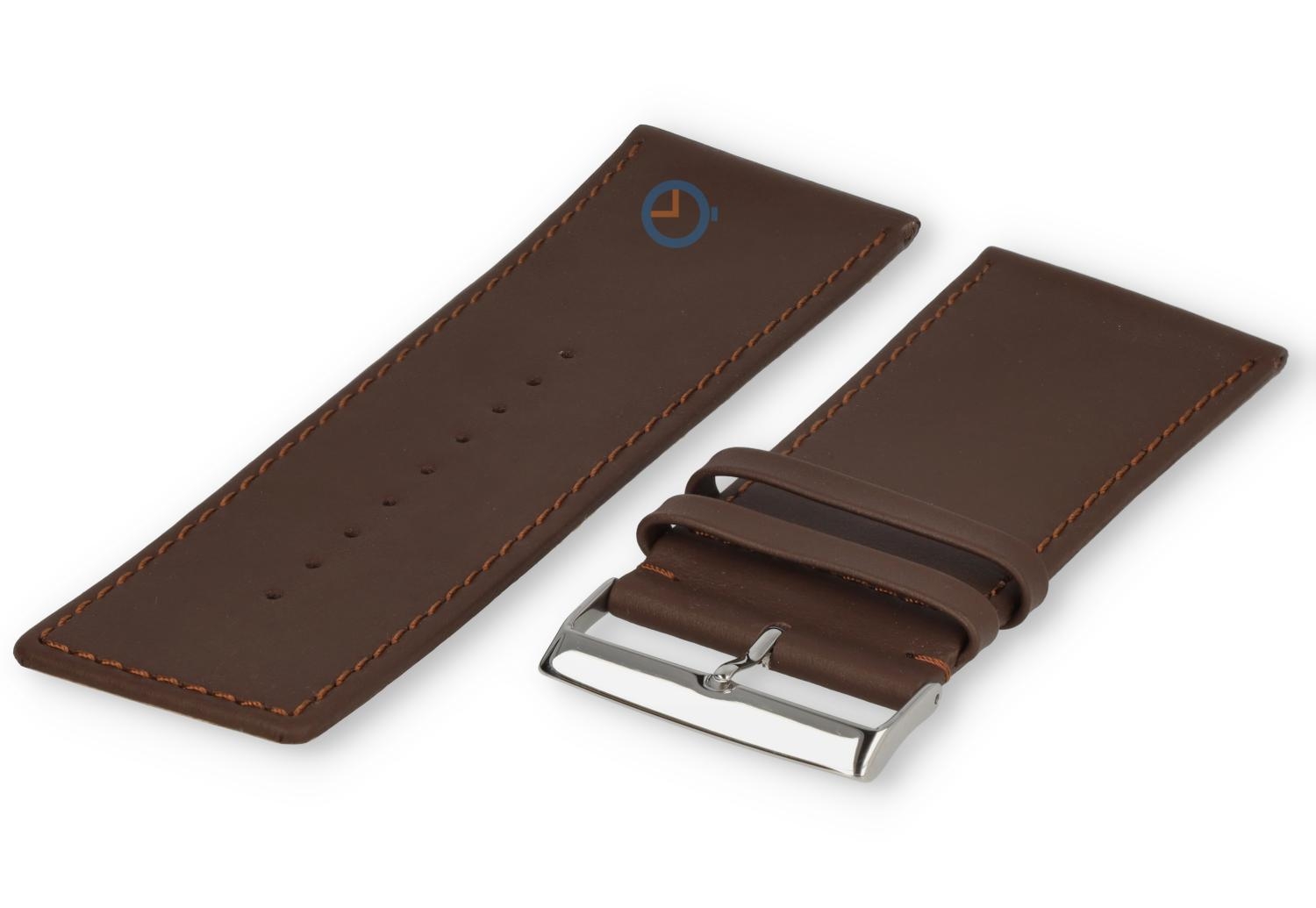 Glad leder horlogeband - 38mm - dark-brown