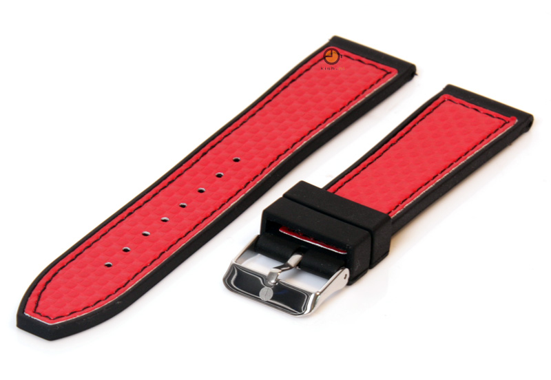 Watchstrap 22mm black-red rubber