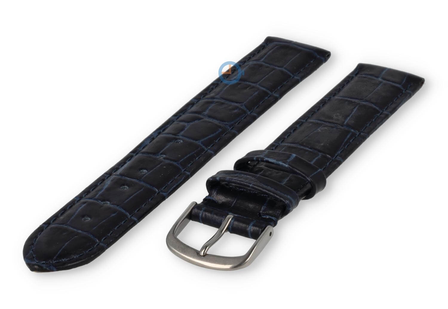 XL leather strap with frizzled print - 16mm - dark blue