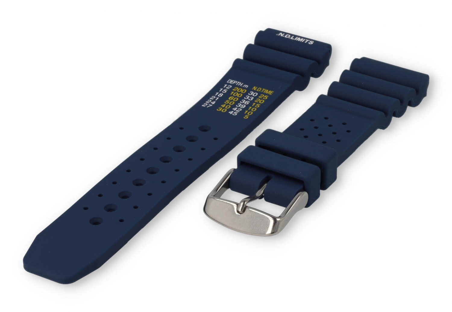 Diver watch band with time table 20mm blue rubber