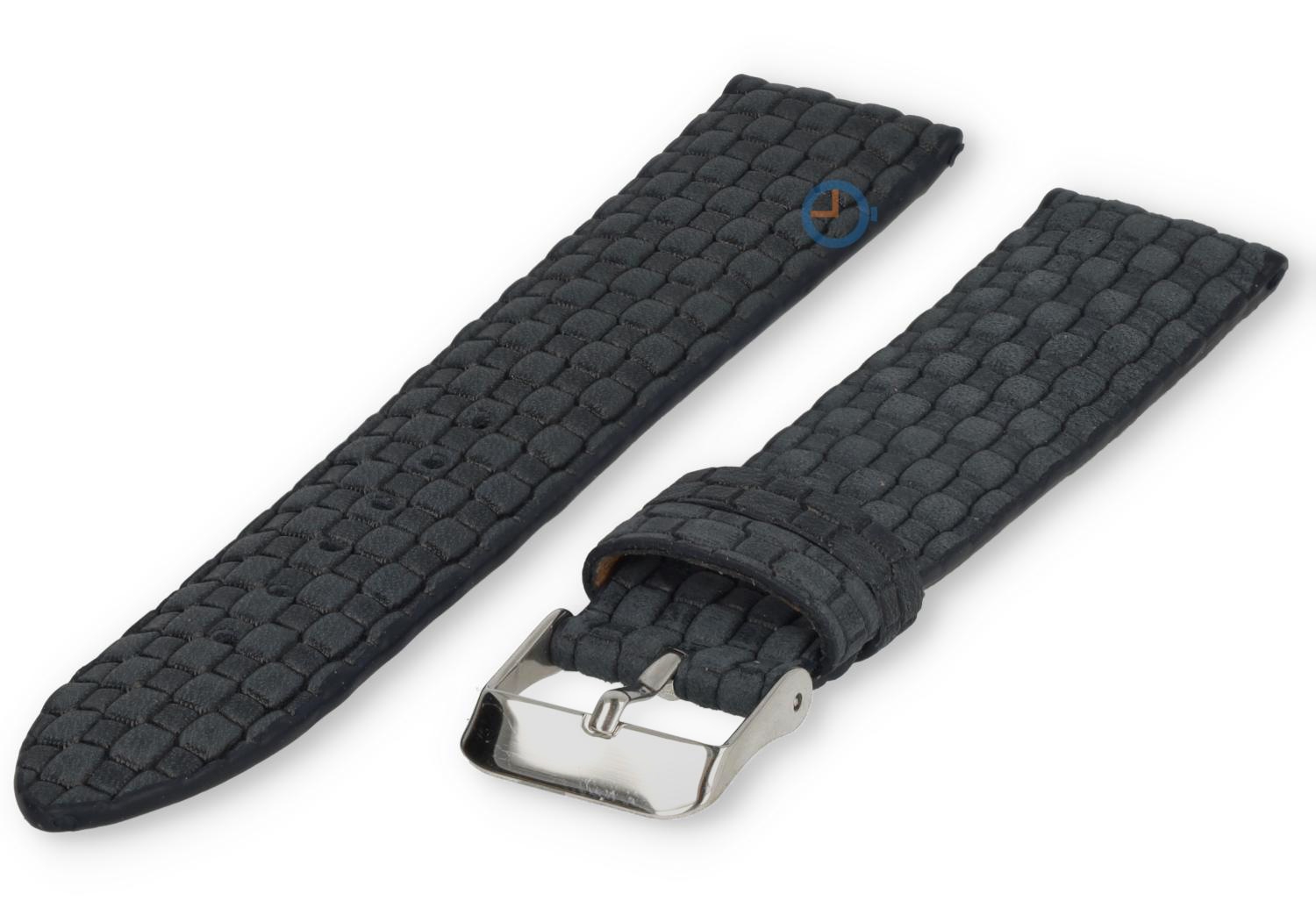 Woven leather strap - 20mm - navy