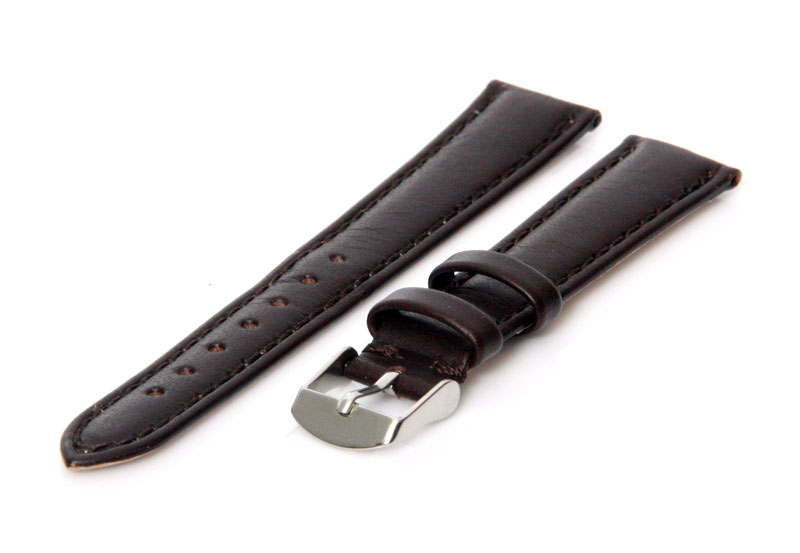 Watchstrap 15mm dark brown calf leather