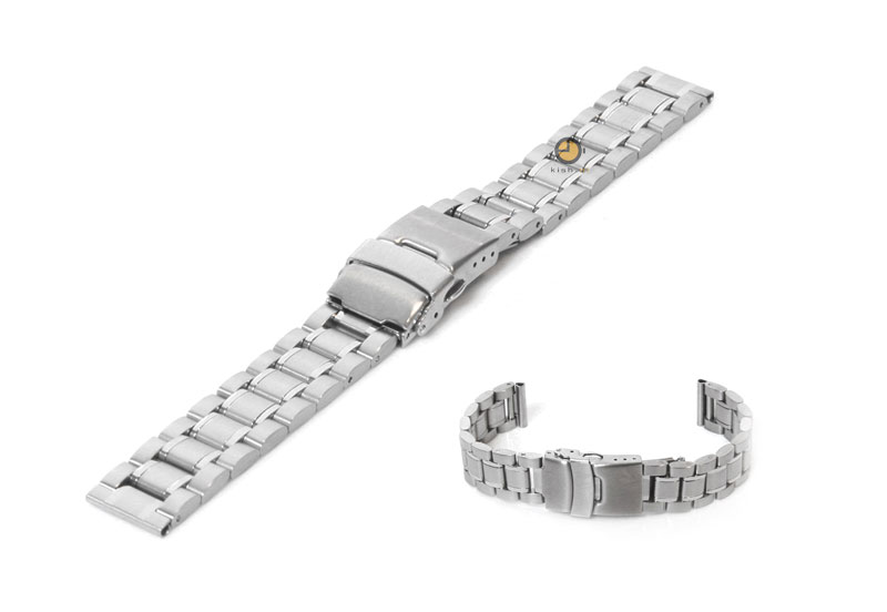 Watchstrap 16mm stainless steel matt/polished silver