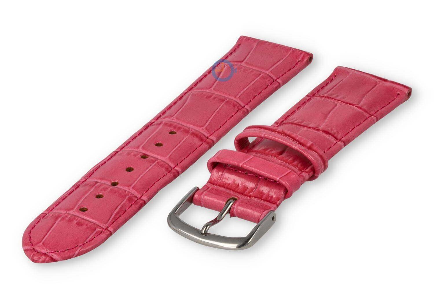 Leather watch strap croco - 20mm - raspberry