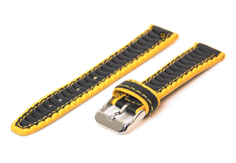 Watchband 18mm resin black-yellow