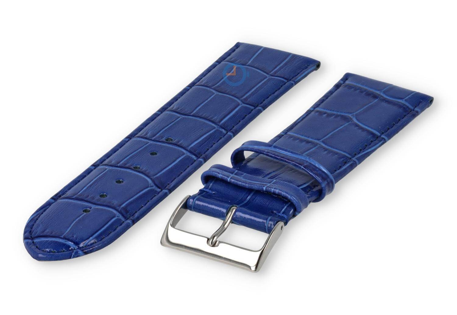 Basic croco watch strap XL - 24mm - royal blue
